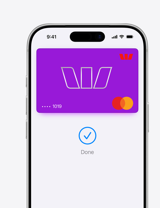 Partical iPhone screen display, showing Mastercard being used in Apple Pay
