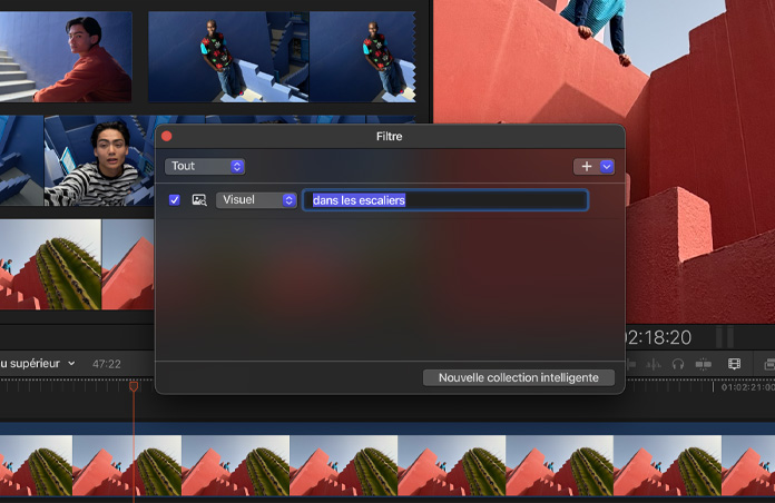 Démo de Recherche visuelle trouvant toutes les images d’un homme ou d’une femme dans des escaliers