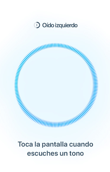 Onda sonora azul, botón de Prueba de Audición