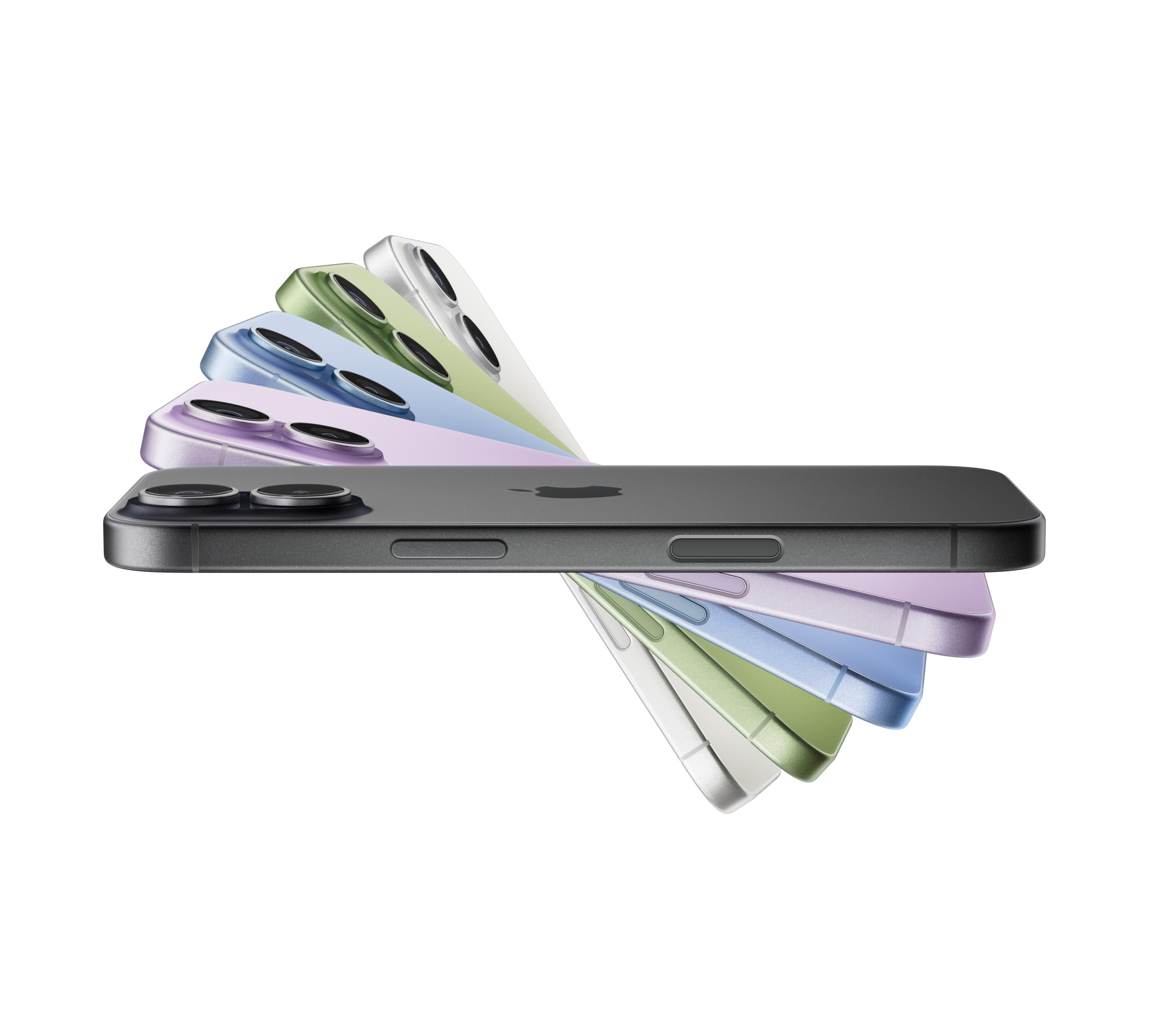 iPhony 17 poskládané do vějíře, barvy: černá, levandulová, mlhově modrá, šalvějově zelená, bílá