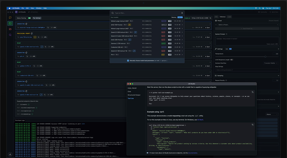 Kontrola jazykových modelů v LM Studiu a Apple MLX na Macu Studio s čipem M3 Ultra