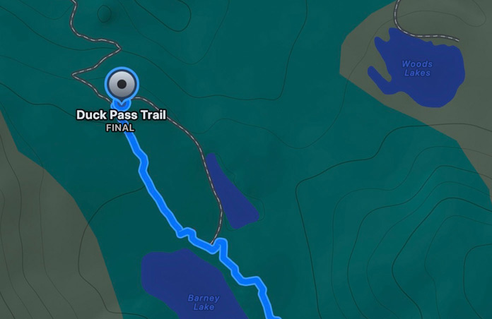 Mapa de rutas personalizadas, duración prevista y distancia hasta la ubicación establecida