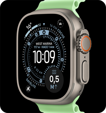 Apple Watch Ultra 3, caja de titanio, color plata, correa Loop, color verde