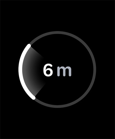 Precíziós keresés, fehér folyamatsáv öleli körbe az elkeveredett iPhone-ig hátralevő távolságot