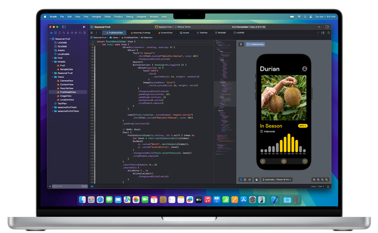 打開的 Mac 螢幕上顯示 Xcode app