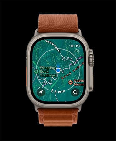 Apple Watch Ultra 3 у титановому корпусі натурального кольору, автономна карта, заплановані маршрути, ремінець, браслет Alpine теракотового кольору