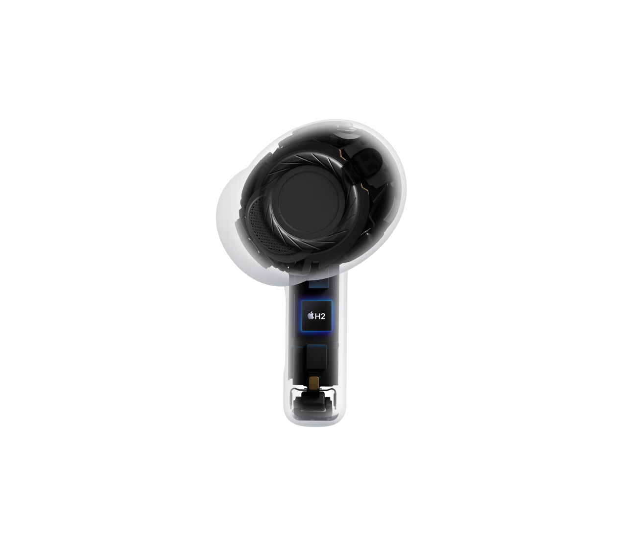 AirPods Pro 3, trådlös hörlur, genomskinlig, intern arkitektur