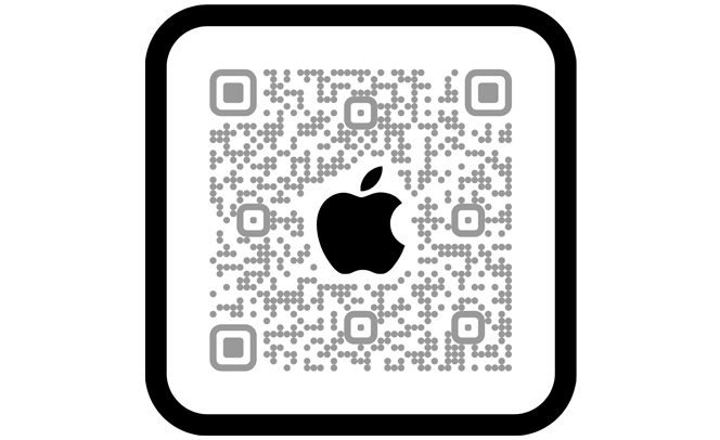 Naskenuj QR kód pro nákup v aplikaci Apple Store.