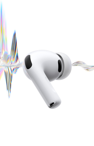 AirPods Pro 3, vit, brusreducerande mikrofon, örontopp i silikon, kort skaft