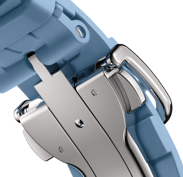 Apple Watch Hermès Series 11 Kilim band, bleu pastel color, silver buckle