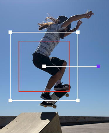 Skateboarder jumping on a ramp, demo of automatic movement tracker