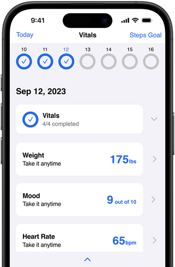 iPhone mit der Corrie Health App.
