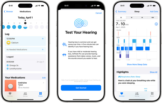 iPhone, das die Hörgesundheit App anzeigt.