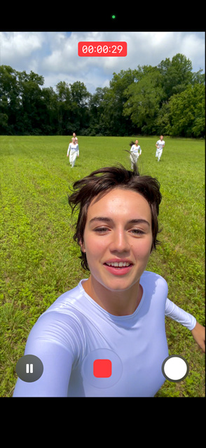 iPhone 17 Pro screen showing ultra-stabilized video feature during a video of a person running