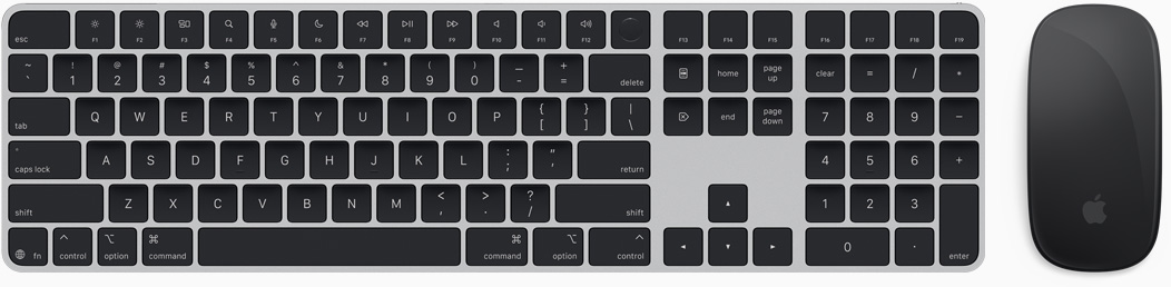 Skats no augšas uz Magic Keyboard un Magic Mouse