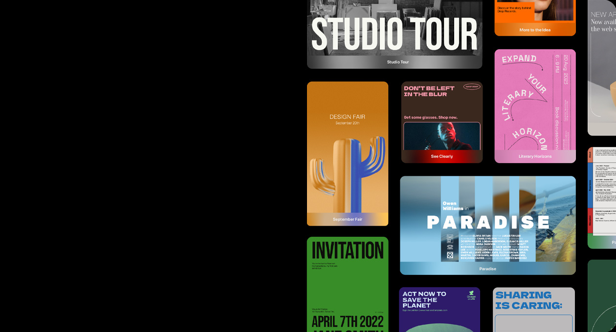 Várias fotos e ilustrações mostrando toda a capacidade do Pixelmator Pro