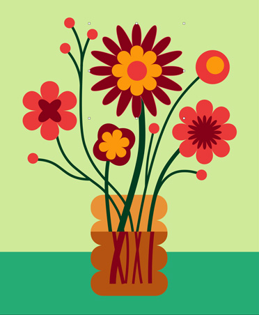 Ilustração colorida de flores com as ferramentas de desenho do Pixelmator Pro